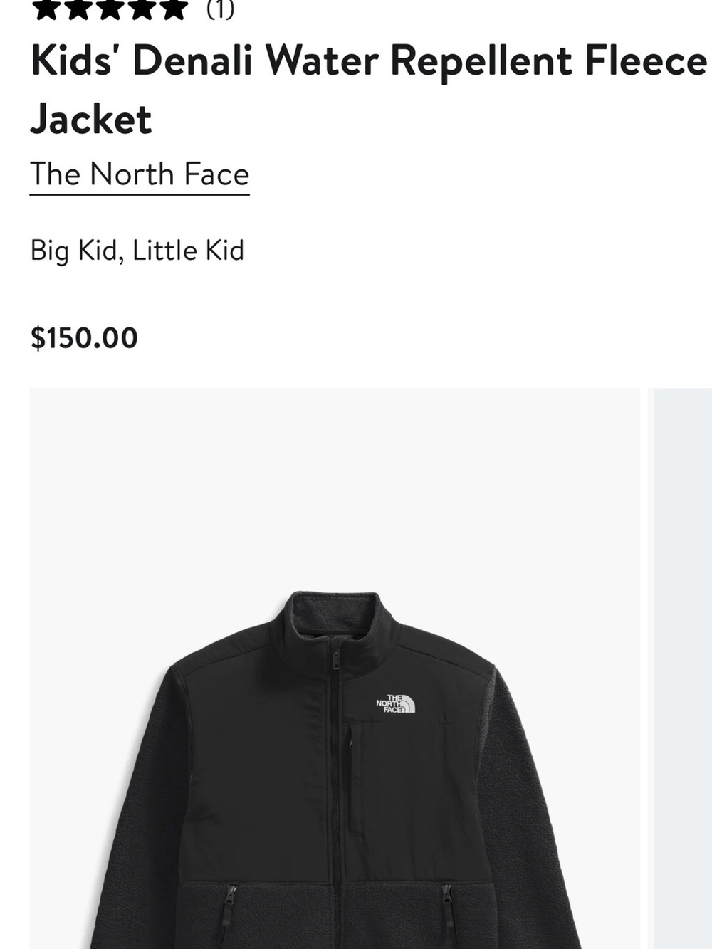 The North Face Black Kids' Denali Water-Repellent Fleece Jacket